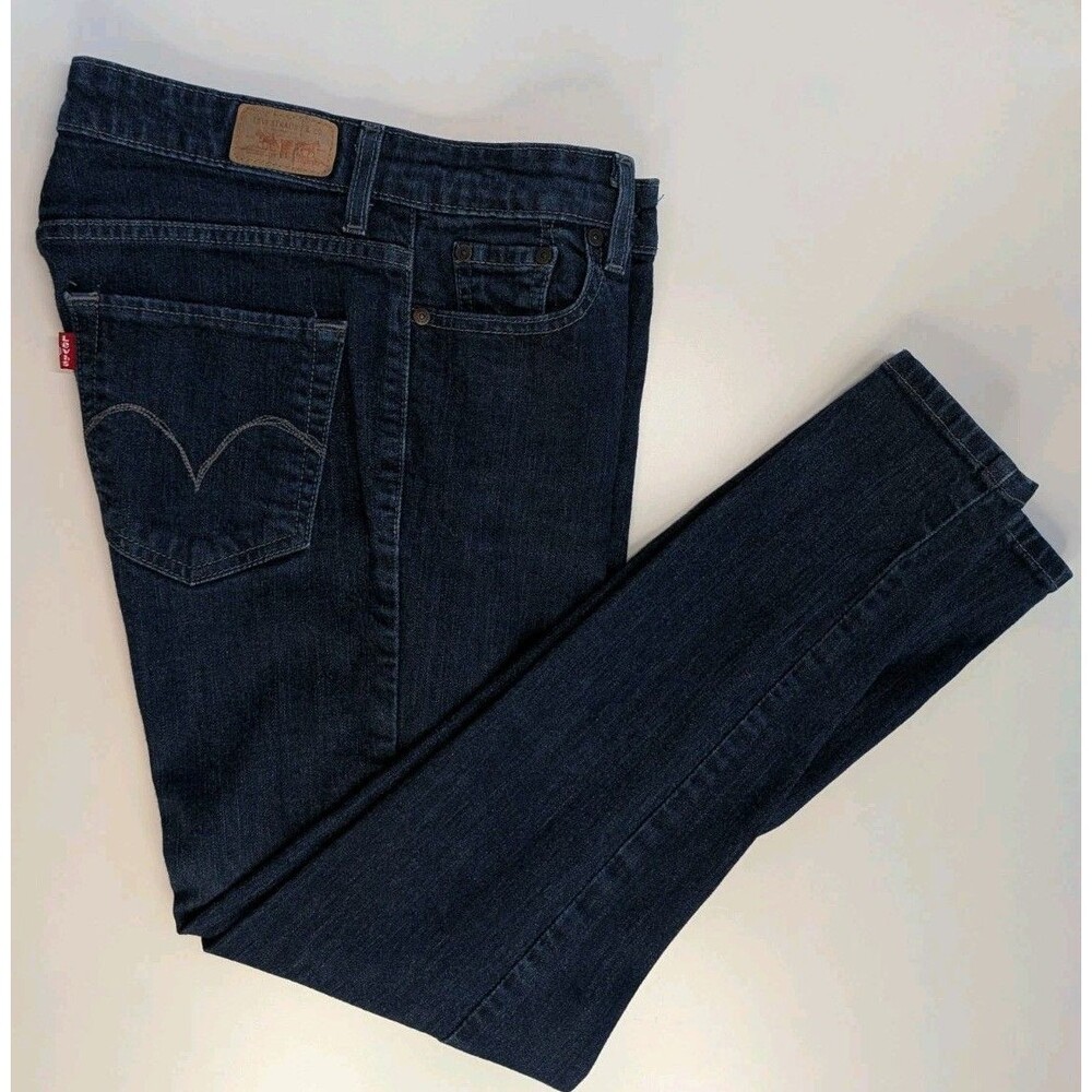 Levi's Women's Mid Rise Skinny Jeans Dark Wash Stretch Denim Size 6 28x26
